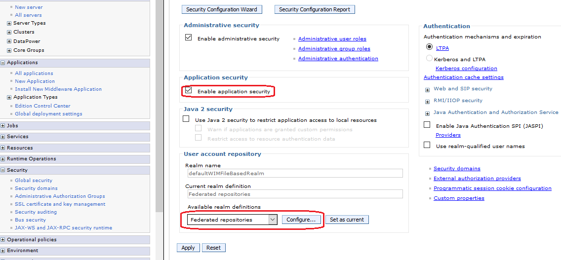 Enable application security with HTTP Basic Authentication on WebSphere 9 Enable application security with HTTP Basic Authentication on WebSphere 9